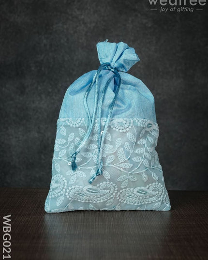 String Bag With Mango Design Embroidery -6 X 9 Inches - Wbg0215 Bags