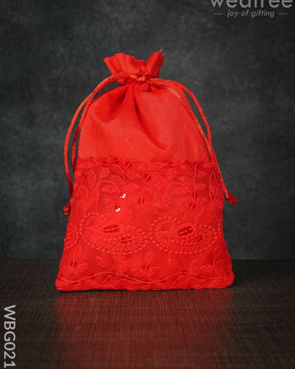 String Bag With Mango Design Embroidery -6 X 9 Inches - Wbg0215 Bags