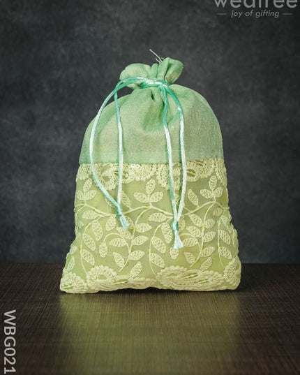 String Bag With Mango Design Embroidery -6 X 9 Inches - Wbg0215 Bags