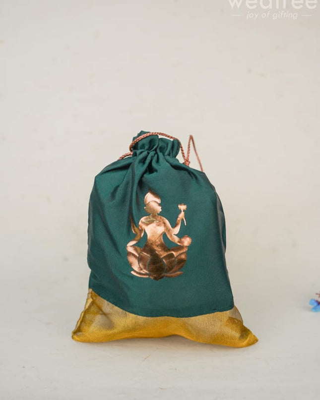 Potli Bag With Lakshmi Motive - Wbg1408 Bags