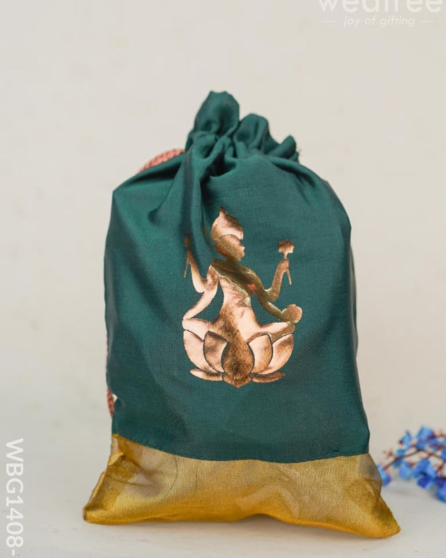 Potli Bag With Lakshmi Motive - Wbg1408 Bags