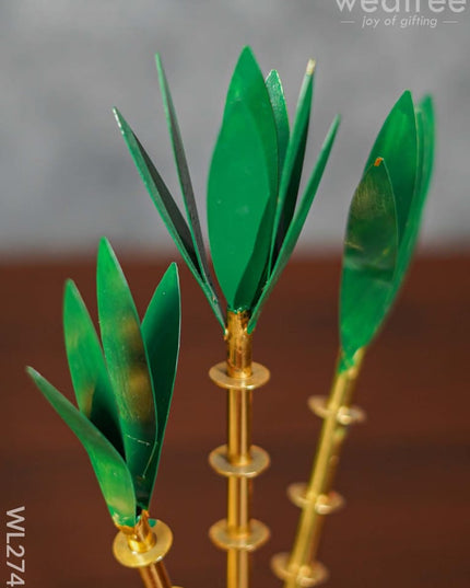 German Silver Sugar Cane Tree - Set Of 2 Wl2742 Pooja Utility