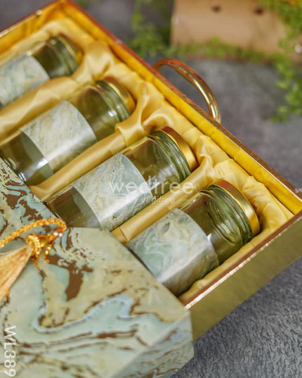 Suitcase Dry Fruit Box With 4 Glass Jars - Wl3898