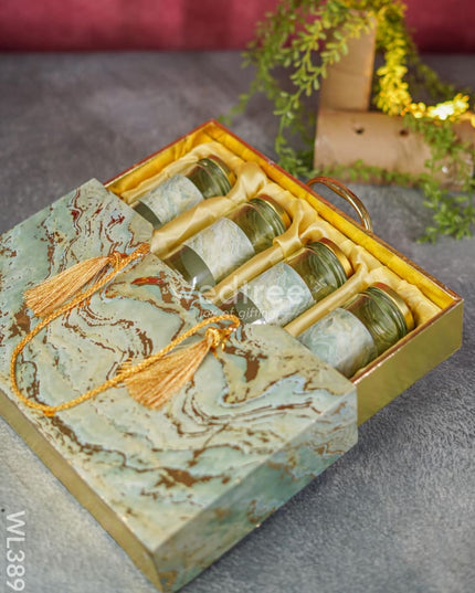 Suitcase Dry Fruit Box With 4 Glass Jars - Wl3898