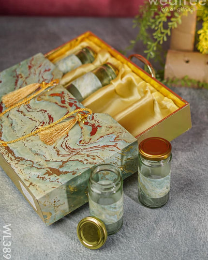 Suitcase Dry Fruit Box With 4 Glass Jars - Wl3898