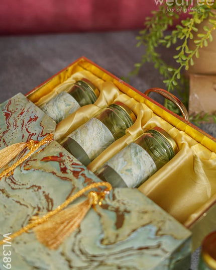 Suitcase Dry Fruit Box With 4 Glass Jars - Wl3898