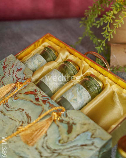 Suitcase Dry Fruit Box With 4 Glass Jars - Wl3898