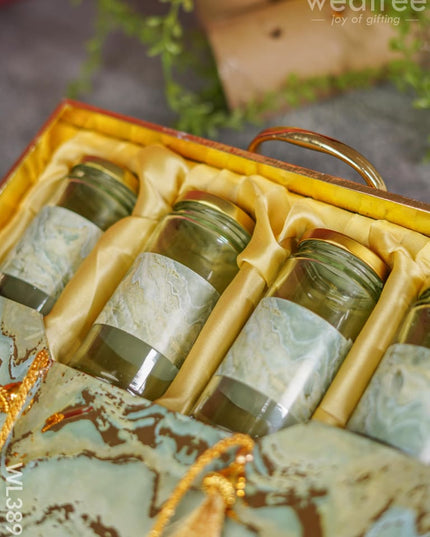 Suitcase Dry Fruit Box With 4 Glass Jars - Wl3898