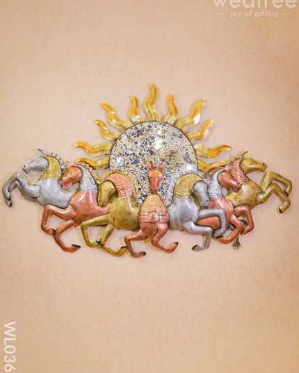 Sun With Running 7 Horses - Wl0362 Metal Decor Hanging