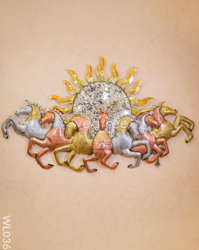 Sun With Running 7 Horses - Wl0362 Metal Decor Hanging