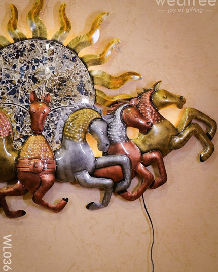Sun With Running 7 Horses - Wl0362 Metal Decor Hanging
