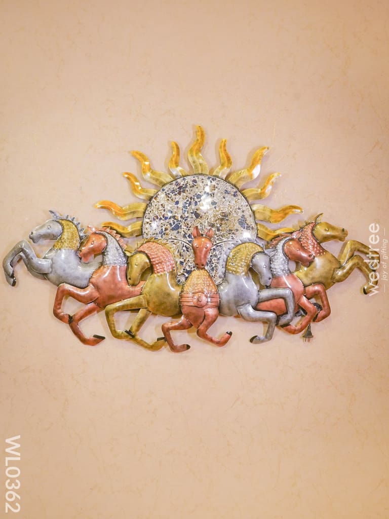 Sun With Running 7 Horses - Wl0362 Metal Decor Hanging