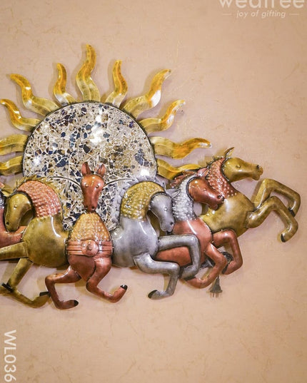 Sun With Running 7 Horses - Wl0362 Metal Decor Hanging