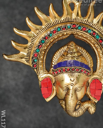 White Metal Surya Kiran Ganesha With Stone Work - Small Wl1173