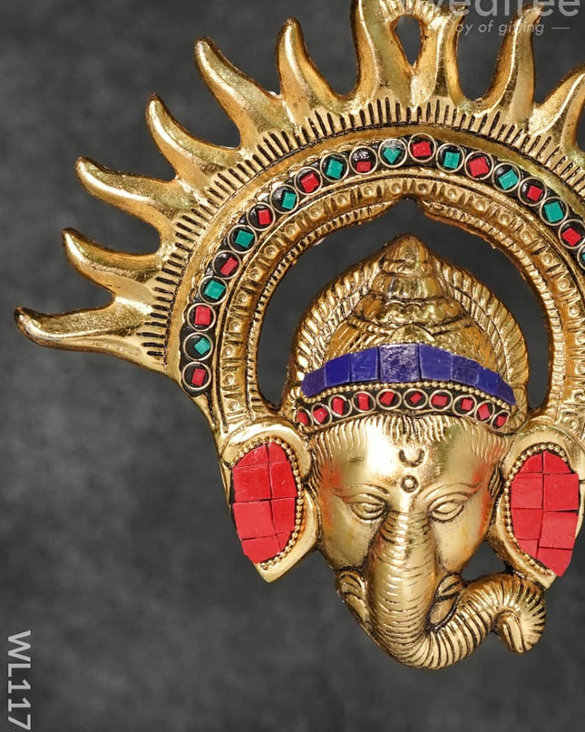 White Metal Surya Kiran Ganesha With Stone Work - Small Wl1173