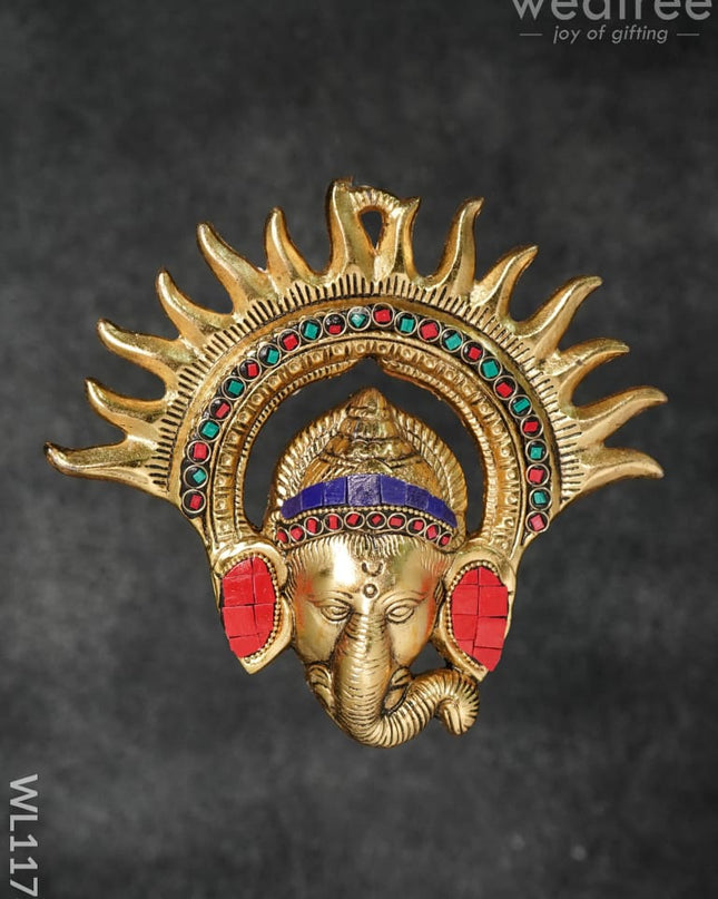White Metal Surya Kiran Ganesha With Stone Work - Small Wl1173