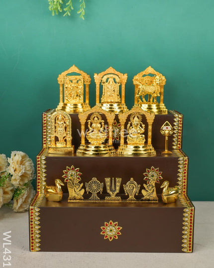 Swarna Golu 2 - Tanjore Painted Padi & Zinc Alloy Murtis Wl4317