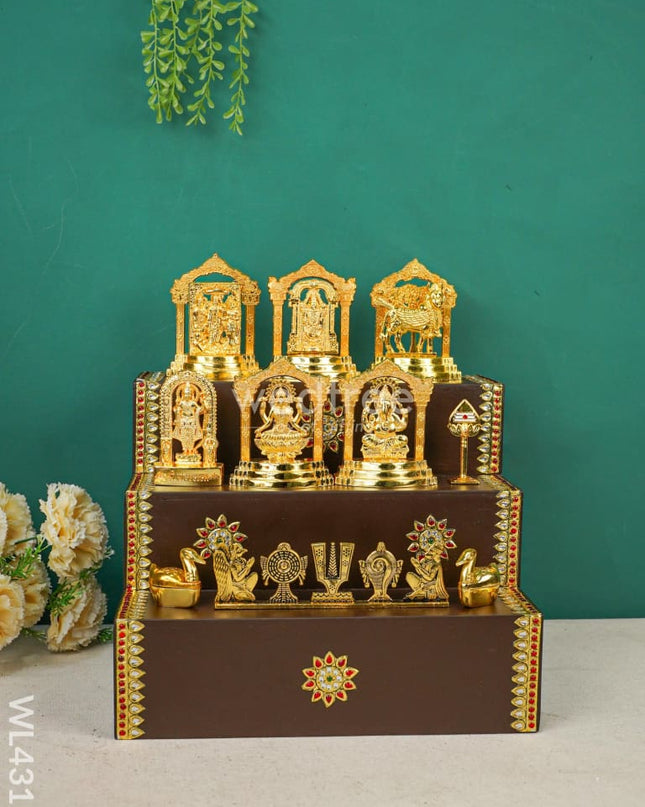 Swarna Golu 2 - Tanjore Painted Padi & Zinc Alloy Murtis Wl4317