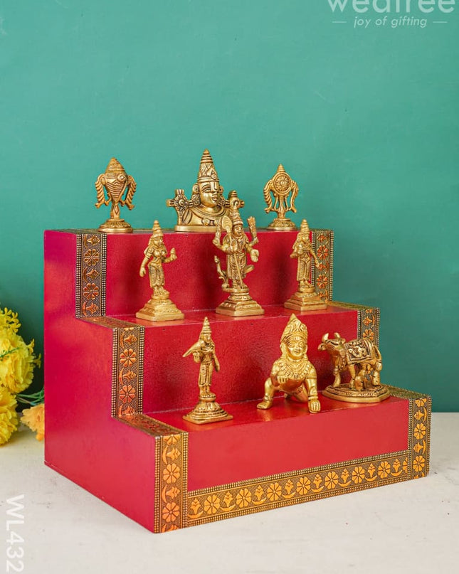 Swarna Golu 3 - Meenakari Padi & Brass Idols Wl4326