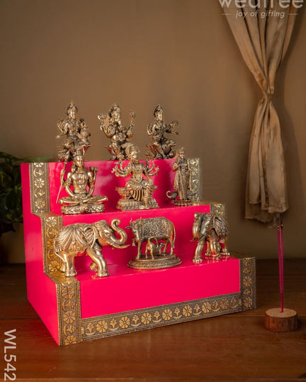 Swarna Golu 3 Step - Gold Oxidized Golu Padi & Brass Antique Idols - WL5422 - Swarna Golu