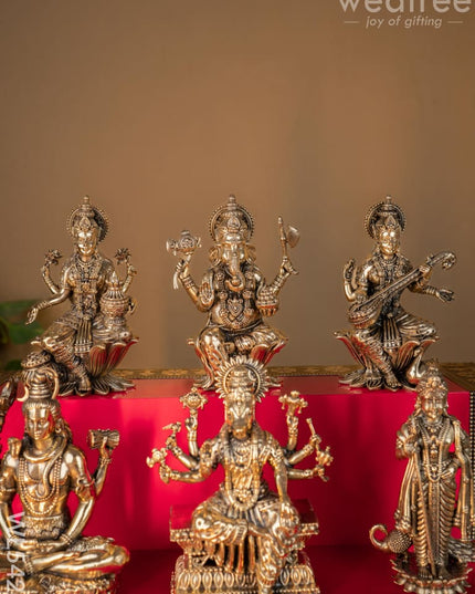 Swarna Golu 3 Step - Gold Oxidized Golu Padi & Brass Antique Idols - WL5422 - Swarna Golu