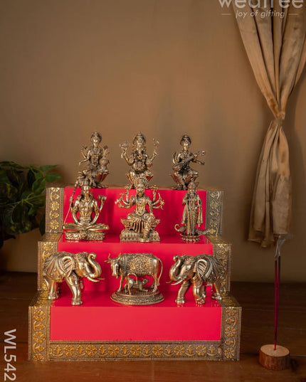 Swarna Golu 3 Step - Gold Oxidized Golu Padi & Brass Antique Idols - WL5422 - Swarna Golu