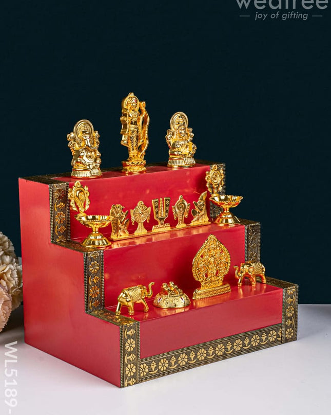 Swarna Golu - Gold Oxidized 3 Step Golu Padi & Zinc Alloy Idols - WL5189-1 - Swarna Golu