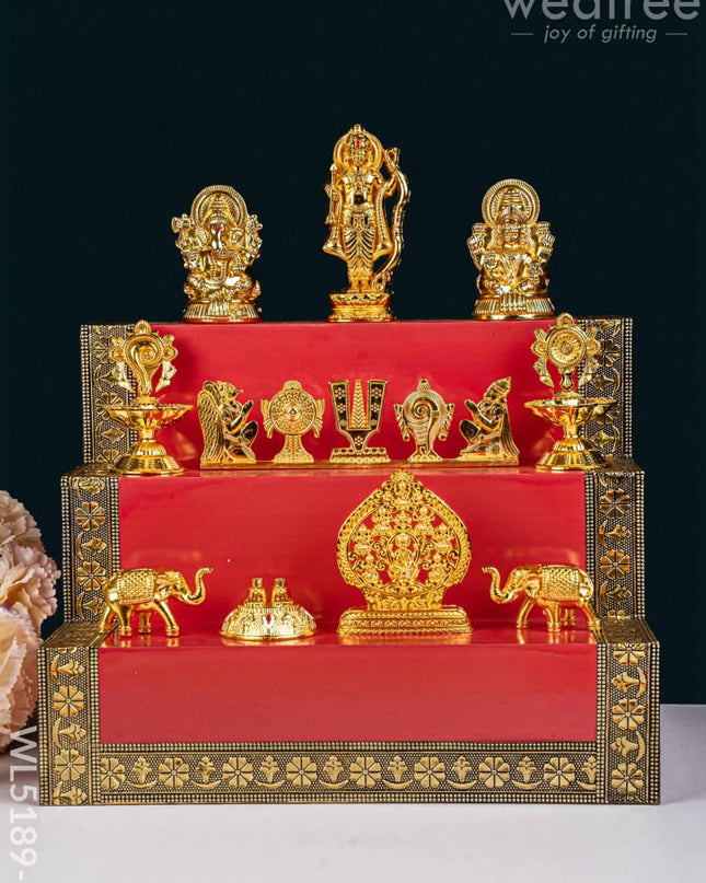 Swarna Golu - Gold Oxidized 3 Step Golu Padi & Zinc Alloy Idols - WL5189-1 - Swarna Golu