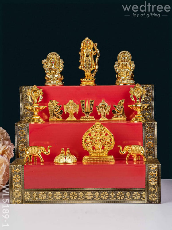Swarna Golu - Gold Oxidized 3 Step Golu Padi & Zinc Alloy Idols - WL5189-1 - Swarna Golu