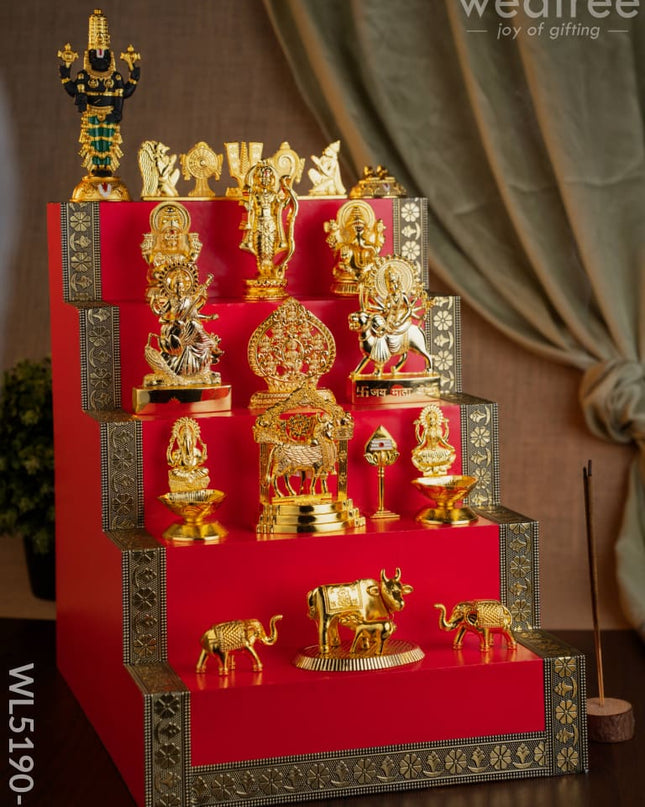 Swarna Golu - Gold Oxidized 5 Step Golu Padi & Zinc Alloy Idols - WL5190-1 - Swarna Golu