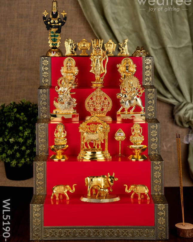 Swarna Golu - Gold Oxidized 5 Step Golu Padi & Zinc Alloy Idols - WL5190-1 - Swarna Golu