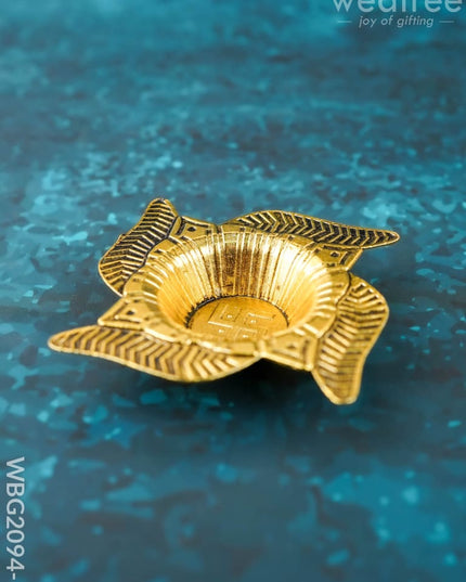 Swastik Diya - Gold - WBG2094-1 - White Metal Diya RG