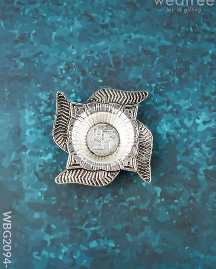 Swastik Diya - Silver - WBG2094-2 - White Metal Diya RG