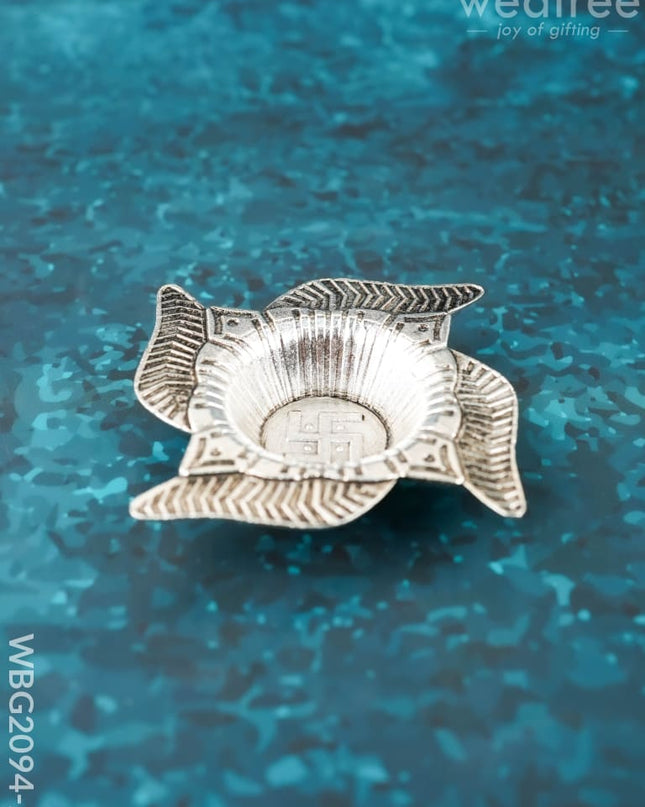 Swastik Diya - Silver - WBG2094-2 - White Metal Diya RG