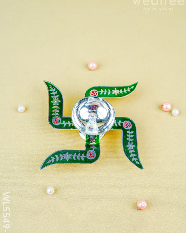 Swastik Shape Diya - Green - WL5549-2 - EPNS Gifts