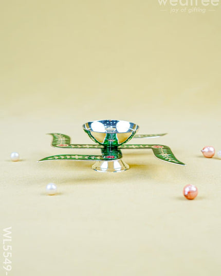 Swastik Shape Diya - Green - WL5549-2 - EPNS Gifts