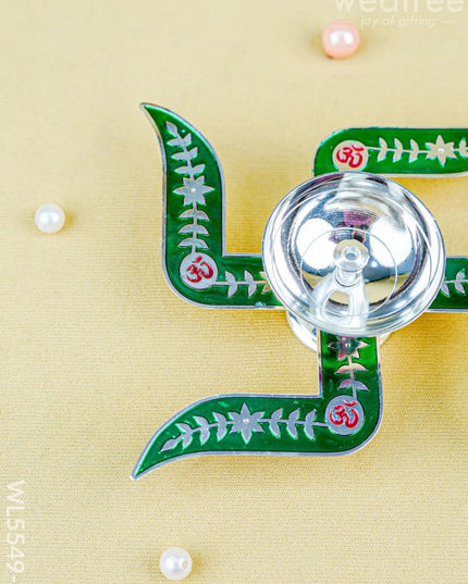 Swastik Shape Diya - Green - WL5549-2 - EPNS Gifts