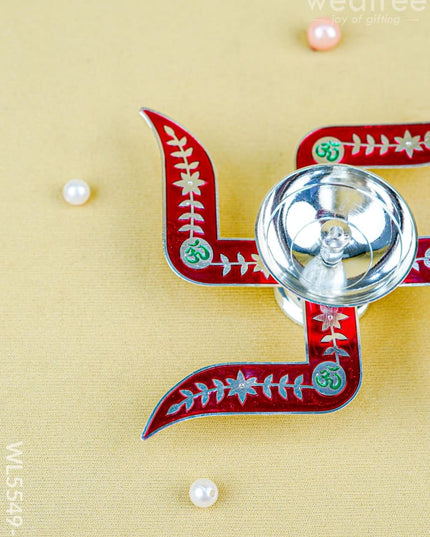 Swastik Shape Diya - Red - WL5549-1 - EPNS Gifts