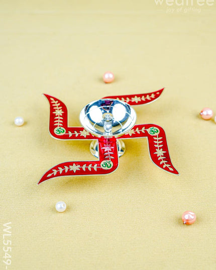 Swastik Shape Diya - Red - WL5549-1 - EPNS Gifts