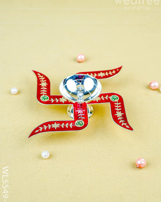 Swastik Shape Diya - Red - WL5549-1 - EPNS Gifts