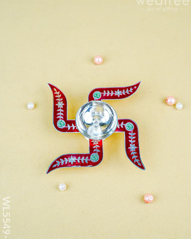 Swastik Shape Diya - Red - WL5549-1 - EPNS Gifts