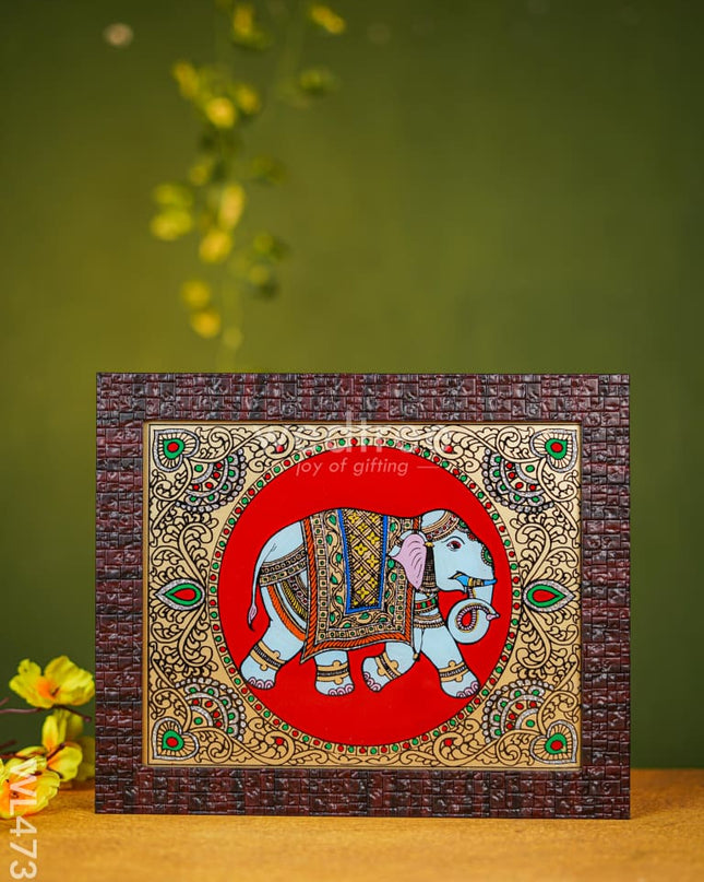 Tanjore Art Photo Frame - Elephant 10 X 8 Inch Wl4731 Frames