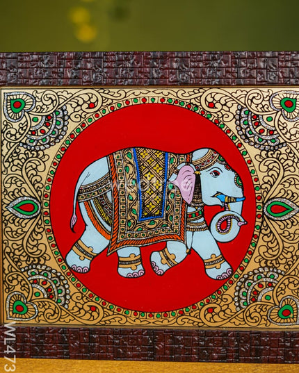 Tanjore Art Photo Frame - Elephant 10 X 8 Inch Wl4731 Frames