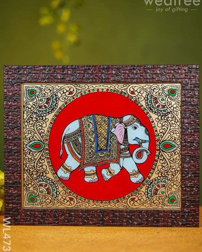 Tanjore Art Photo Frame - Elephant 10 X 8 Inch Wl4731 Frames