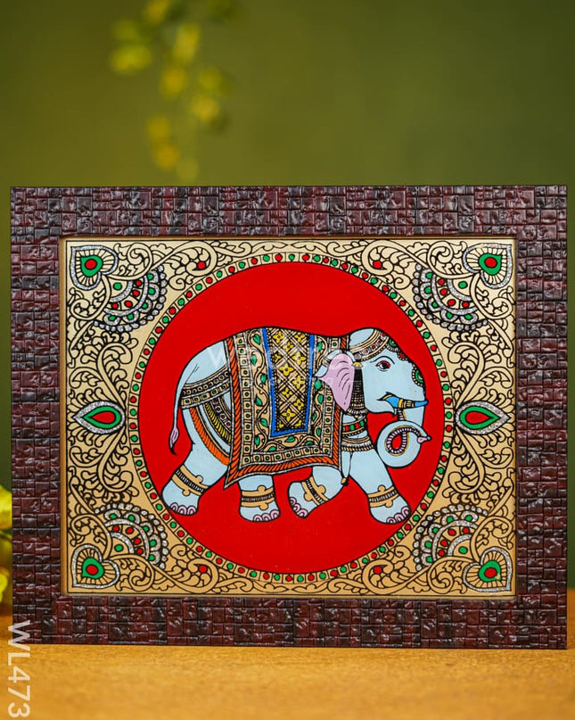 Tanjore Art Photo Frame - Elephant 10 X 8 Inch Wl4731 Frames