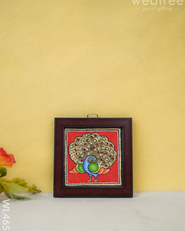 Tanjore Art Photo Frame - Peacock Wl4657 Painting