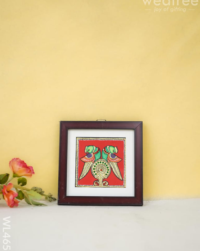 Tanjore Art Photo Frame - Twin Parrot Wl4652 Painting