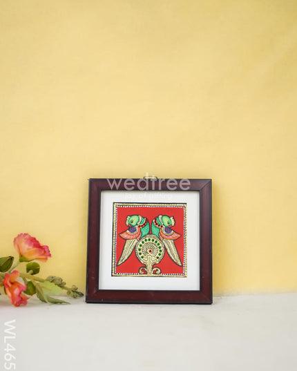 Tanjore Art Photo Frame - Twin Parrot Wl4652 Painting