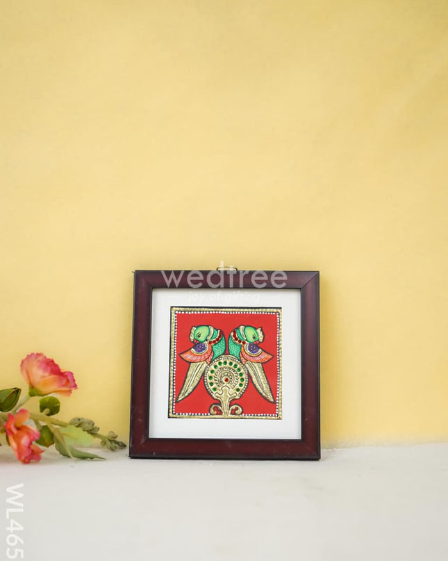 Tanjore Art Photo Frame - Twin Parrot Wl4652 Painting