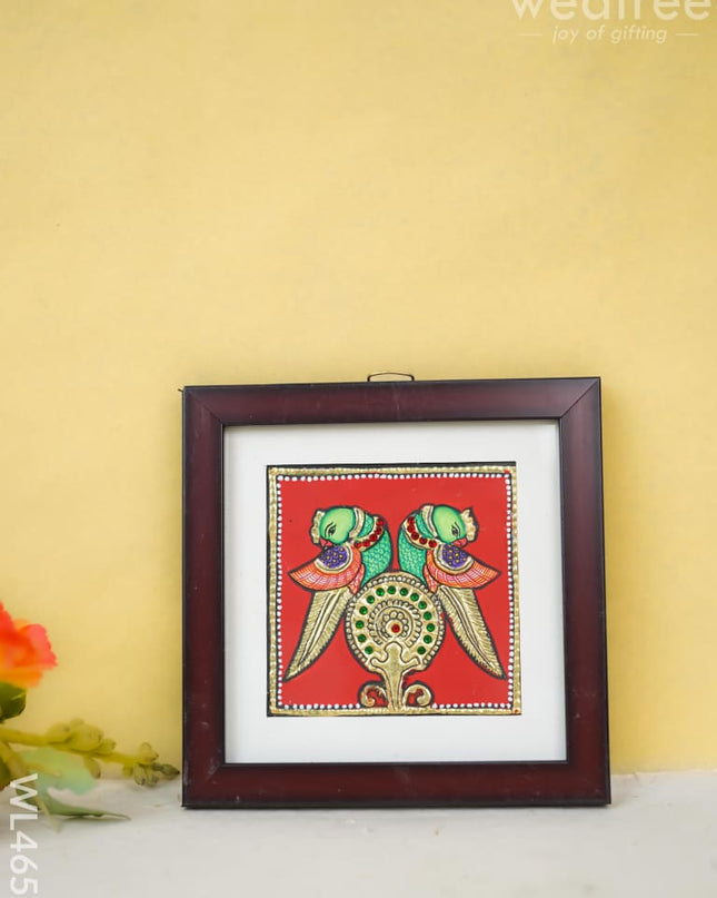 Tanjore Art Photo Frame - Twin Parrot Wl4652 Painting